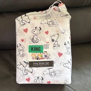 Peanuts snoopy with hearts king sheet set